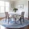 Homeroots 8' Sky Blue And Denim Blue Round Nautical Washable Indoor Outdoor Area Rug 581499 - alternate 3