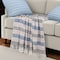 Homeroots Gray and White Woven Cotton Striped Throw Blanket 478687 - alternate 3
