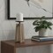 Homeroots 9" Light Brown Distressed Geometric Solid Wood And Metal Tabletop Pillar Candle Holder 608523 - alternate 3