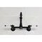 Kingston Brass Two-Handle Wall Mount Bridge Kitchen Faucet, Matte Black KS2440WLL - alternate 4