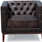Homeroots 33" Brown and Black Antiqued Top Grain Leather Tufted Club Chair 555320 - alternate 5