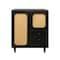 Homeroots 32in Black Distressed Solid Wood Three Drawer Sideboard with Two Doors 606264 - alternate 1