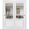 Sartodoors Sliding Closet Bypass Doors, Lucia 1533 White Silk with Clear Glass, Sturdy Rails Moldings Trims H LUCIA1533DBD-WS-8484 - alternate 1