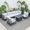 Leisuremod Hamilton 7-Piece Aluminum Patio Conversation Set with Fire Pit Table And Cushions, Light Grey HSFBL-7LGR - alternate 5