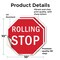 Signmission Rolling Stop, 10 inch X 10 inch, Vinyl Decal, 2PK OC-D-2PACK-10-64 - alternate 3