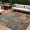 Homeroots 9' X 12' Pale Aqua Copper And Beige Abstract Washable Indoor Outdoor Area Rug 618236 - alternate 1