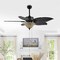 Jonathan Y Poinciana 52" 3-Light Coastal Bohemian Iron/Wood Palm Leaf LED Ceiling Fan with Pull Chain, Black JYL9720A - alternate 2