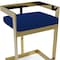 Homeroots 26" Blue and Gold Metal and Velvet Low Back Counter Height Bar Chair 555073 - alternate 2
