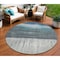 Homeroots 8' Blue And Gray Round Abstract Washable Indoor Outdoor Area Rug 632043 - alternate 1