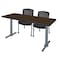Regency Kobe T-Base Training Seminar Table W/ 2 Knight Mesh Chairs, 72 in W, 24 in L, Neo Walnut MTRCT7224NWGY56CBK - alternate 1