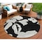 Homeroots 8' Black Gray And Silver Round Floral Washable Indoor Outdoor Area Rug 589526 - alternate 1