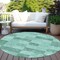 Homeroots 8' Blue And Aqua Round Geometric Washable Indoor Outdoor Area Rug 604895 - alternate 4