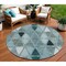 Homeroots 8' Teal Blue Aqua And Gray Round Geometric Washable Indoor Outdoor Area Rug 583054 - alternate 1