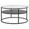 Homeroots 32" Black Glass And Steel Round Coffee Table With Shelf 520917 - alternate 3