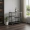 Homeroots Black and Gray Glass Rolling Bar Cart With Wine Storage 402577 - alternate 2