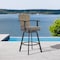 Armen Living Hazel Outdoor Patio Swivel Bar Stool in Aluminum with Teak Wood and Charcoal Cushion LCHABABLKCH30 - alternate 3