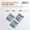 Jrex Safety Retractable Cone Bar Orange/White, 72 in to 120 in Length CBO-JR-72/120-1 - alternate 3
