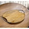 Homeroots 13in Natural Brown Round Wood and Metal Tray 517498 - alternate 2