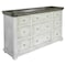 Homeroots 62" Gray and Ivory Solid Wood Nine Drawer Triple Dresser 524538 - alternate 1