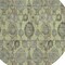 Homeroots 8' Artichoke Green And Gray Round Damask Washable Indoor Outdoor Area Rug 588132 - alternate 4