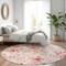 Homeroots 8' Salmon And Coral Round Floral Washable Indoor Outdoor Area Rug 611170 - alternate 5