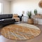 Homeroots 8' Terra Cotta Beige And Ivory Round Striped Washable Indoor Outdoor Area Rug 599384 - alternate 3