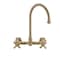 Whitehaus Collection Vintage III Plus Wall Mount Faucet with a  Long Gooseneck Swivel Spout, and Solid Brass Side Spray WHKWCR3-9301-NT-AB - alternate 3