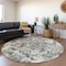 Homeroots 8' Gray Brown And Ivory Round Abstract Washable Indoor Outdoor Area Rug 643585 - alternate 4