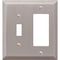 Amerelle 2-Gang Stamped Steel Single Toggle/Rocker Wall Plate Brushed Nickel 163TRBN - alternate 1