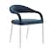 Armen Living Morgan Upholstered Dining Chair with Brushed Stainless Steel and Blue Fabric - Set of 2 LCMOSIBSBLU - alternate 6