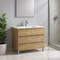 Homeroots 40" Oak Wood Freestanding Bathroom Vanity With White Sink And Three Drawers 624161 - alternate 3