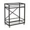 Homeroots Black Steel And Glass Rolling Bar Cart 530451 - alternate 7