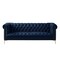 Homeroots 85" Navy Blue Faux Leather Manufactured Wood Sofa 543963 - alternate 1