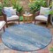 Homeroots 8' Sky Blue And Gray Round Abstract Washable Indoor Outdoor Area Rug 630851 - alternate 3