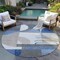 Homeroots 8' Blue Gray And Ivory Round Geometric Washable Indoor Outdoor Area Rug 617976 - alternate 5