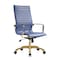 Leisuremod Harris High-Back Faux Leather Office Chair with Gold Frame, Navy Blue HOTG19BUL - alternate 1
