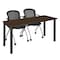 Regency Kee Training Table W/ 2 Cadence Nest Chairs, 60 in W, 24 in L, Neo Walnut MT6024NWBPBK23BK - alternate 1