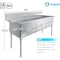 Amgood 78 in. x 30 in. Stainless Steel Three Compartment Sink with 24 in. x 24 in. x 14 in. Bowls SINK S3C-242414-NF-Z - alternate 5