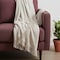Homeroots 50" X 60" White Cotton Knitted Throw Blanket with Fringe 519074 - alternate 2