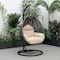 Leisuremod Charcoal Wicker Hanging Egg Swing Chair with Taupe Cushions ESCCH-40TP - alternate 6