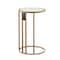 Homeroots 25" White and Gold Faux Marble and Iron Round C Table End Table And USB Port 543902 - alternate 5