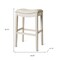Homeroots 31" Bone and Antiqued White Fabric and Solid Wood Backless Bar Height Bar Chair 632362 - alternate 3