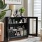 Homeroots 31" Black And Clear Glass Door Accent Cabinet With Three Shelves 564863 - alternate 7