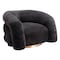 Homeroots 37" Black And Gold Faux Shearling And Upholstered Arm Chair 572301 - alternate 1