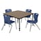 Regency Square Kee Adjustable Classroom Table W/ 4 Andy Stack Chairs, 42 in W, 30 in L, Noble Oak TB4242NOAPGY45NV - alternate 1