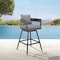 Armen Living Menorca Outdoor Patio Swivel Counter Stool in Aluminum with Gray Cushions LCMQSWBAGR26 - alternate 2