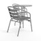 Flash Furniture Lila 23.75in Round Glass Top Metal Table with 2 Silver Aluminum Slat Stack Chairs TLH-071RD-017CSV2-GG - alternate 11