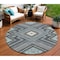 Homeroots 8' Pewter Charcoal And Sky Blue Round Tribal Washable Indoor Outdoor Area Rug 598150 - alternate 1
