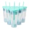 Gibson Home Tropical Sway Orleans 6Pc 24 Oz Double Wall Plastic Tumbler Set with Lid & Straw in Blue 136419.01 - alternate 1