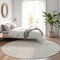 Homeroots 8' Silver And Gray Round Striped Washable Indoor Outdoor Area Rug 610566 - alternate 5